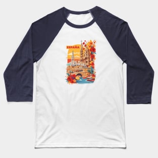 Vintage Travel Spain Design Baseball T-Shirt